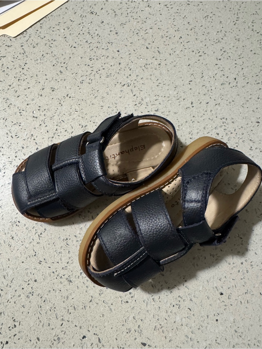 Elephantito Navy Leather Toddler Fisherman Sandals